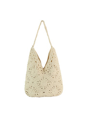 Monochrome Woven Crochet Slouch Tote