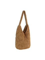 Monochrome Woven Crochet Slouch Tote