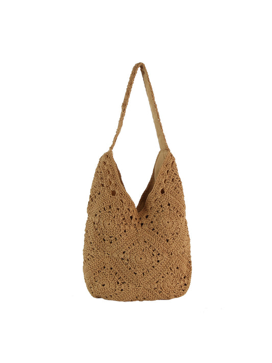 Monochrome Woven Crochet Slouch Tote