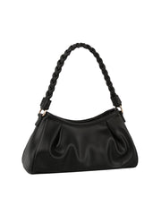 Wide Bottom Woven Handle Hobo Bag