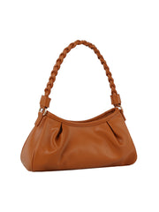 Wide Bottom Woven Handle Hobo Bag