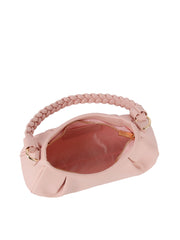 Wide Bottom Woven Handle Hobo Bag