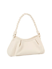 Wide Bottom Woven Handle Hobo Bag