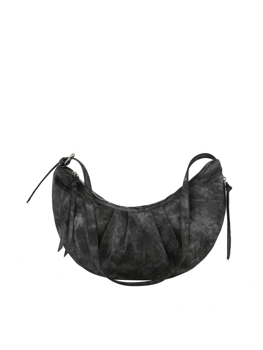 Scrunched half moon denim shoulderbag