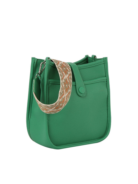 Structured cute leather crossbody with guitar strap