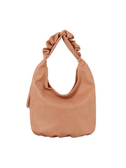 Scrucned Handle Soft Leather Tote Bag