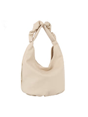 Scrucned Handle Soft Leather Tote Bag