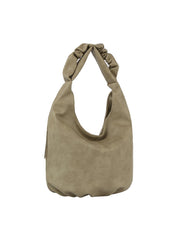 Scrucned Handle Soft Leather Tote Bag