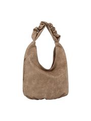 Scrucned Handle Soft Leather Tote Bag