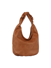 Scrucned Handle Soft Leather Tote Bag