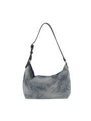 Rhinestone Studded Denim Hobo Shoulder Bag