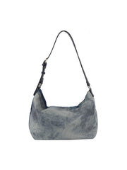 Rhinestone Studded Denim Hobo Shoulder Bag