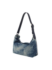 Rhinestone Studded Denim Hobo Shoulder Bag