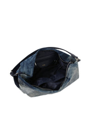 Rhinestone Studded Denim Hobo Shoulder Bag