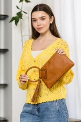 Braided ring handle wristlet clutch