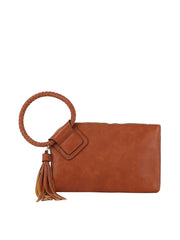 Braided ring handle wristlet clutch