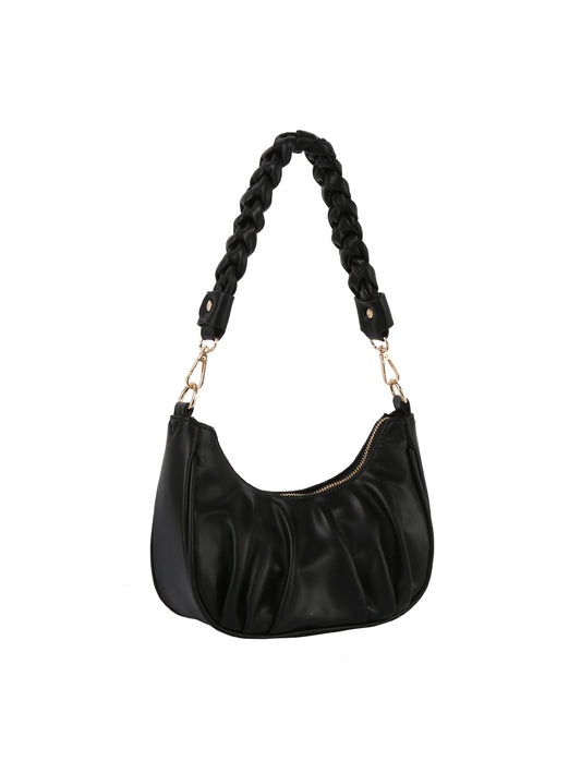 Knotted Handle Scrunched Leather Shoulder Bag