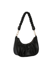 Knotted Handle Scrunched Leather Shoulder Bag