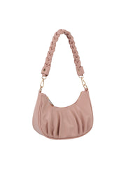 Knotted Handle Scrunched Leather Shoulder Bag
