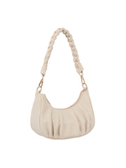 Knotted Handle Scrunched Leather Shoulder Bag