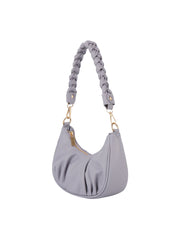 Knotted Handle Scrunched Leather Shoulder Bag