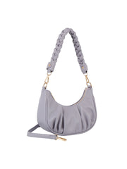 Knotted Handle Scrunched Leather Shoulder Bag