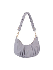 Knotted Handle Scrunched Leather Shoulder Bag