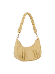 Knotted Handle Scrunched Leather Shoulder Bag