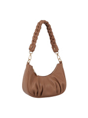 Knotted Handle Scrunched Leather Shoulder Bag