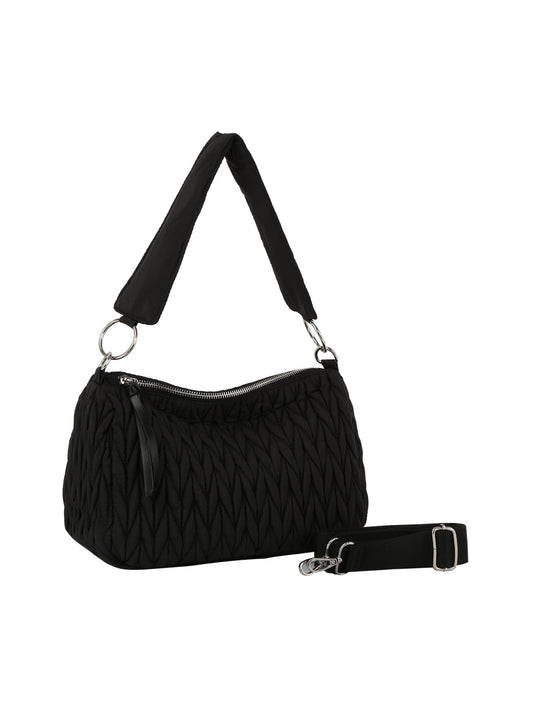 Woven detail puffy leather shoulder bag