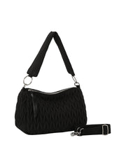 Woven Detail Puffy Leather Shoulder Bag