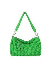 Woven Detail Puffy Leather Shoulder Bag