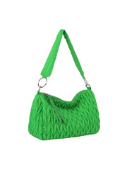 Woven Detail Puffy Leather Shoulder Bag