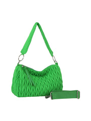 Woven Detail Puffy Leather Shoulder Bag