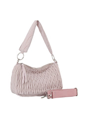 Woven Detail Puffy Leather Shoulder Bag