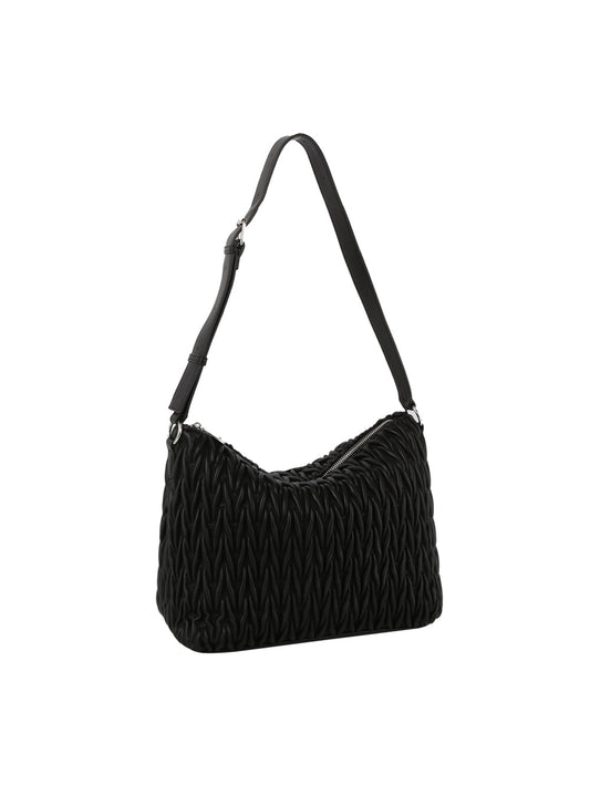 Woven detail leather hobos shoulder bag