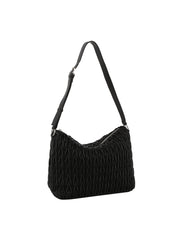 Woven Detail Leather Hobos Shoulder Bag