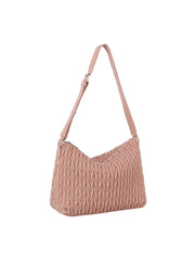 Woven Detail Leather Hobos Shoulder Bag