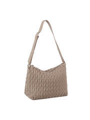 Woven Detail Leather Hobos Shoulder Bag