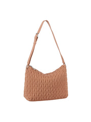 Woven Detail Leather Hobos Shoulder Bag