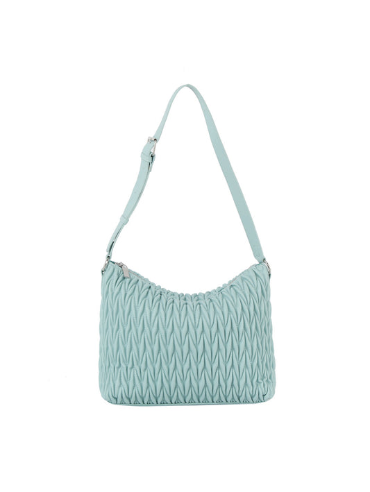 Woven detail leather hobos shoulder bag
