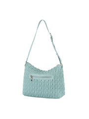 Woven Detail Leather Hobos Shoulder Bag