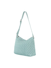 Woven Detail Leather Hobos Shoulder Bag