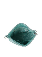 Woven Detail Leather Hobos Shoulder Bag