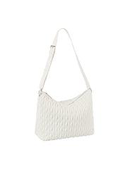 Woven Detail Leather Hobos Shoulder Bag