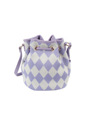 Argyle pattern crossbody bucket bag