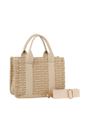Tweeded washed monogram crossbody tote