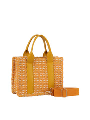 Tweeded washed monogram crossbody tote