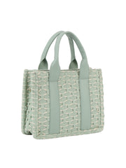 Tweeded washed monogram crossbody tote