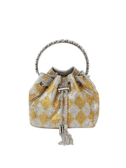 Checkered pattern rhinestone covered petite Evening Bag